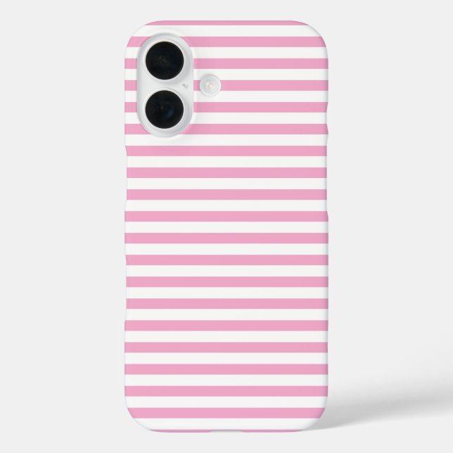 Funda iPhone 16 Diseño de patrón de franja vertical blanca rosa (Reverso )