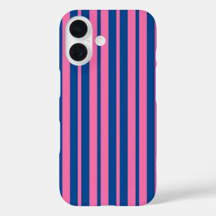 Funda iPhone 16 Diseño de patrón de rayas elegantes rosa azul