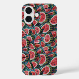 Funda iPhone 16 Diseño de patrón de sandía jugosa 1