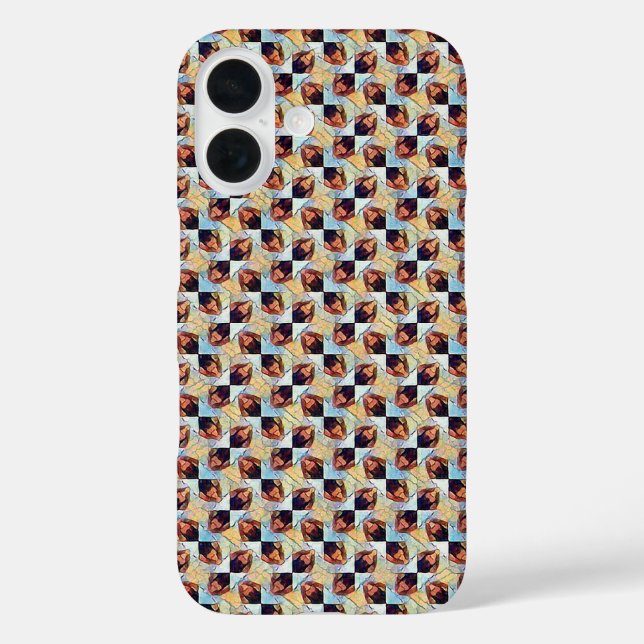 Funda iPhone 16 Diseño de patrón digital abstracto moderno 1245 (Reverso )