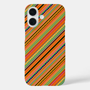 Funda iPhone 16 Diseño de patrones aztecas nativos coloridos lindo
