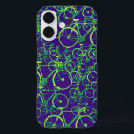 Funda iPhone 16 Diseño de patrones de bicicletas<br><div class="desc">Numerosas bicicletas de colores azul y verde para los amantes de las bicicletas</div>