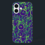 Funda iPhone 16 Diseño de patrones de bicicletas<br><div class="desc">Numerosas bicicletas de colores azul y verde para los amantes de las bicicletas</div>