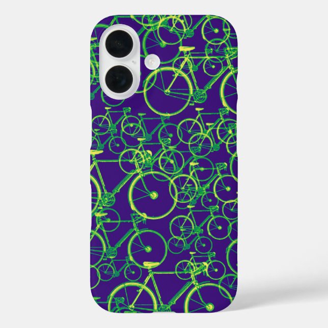 Funda iPhone 16 Diseño de patrones de bicicletas (Reverso )