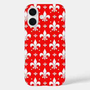 Funda iPhone 16 Diseño de patrones de flor rojo de lis