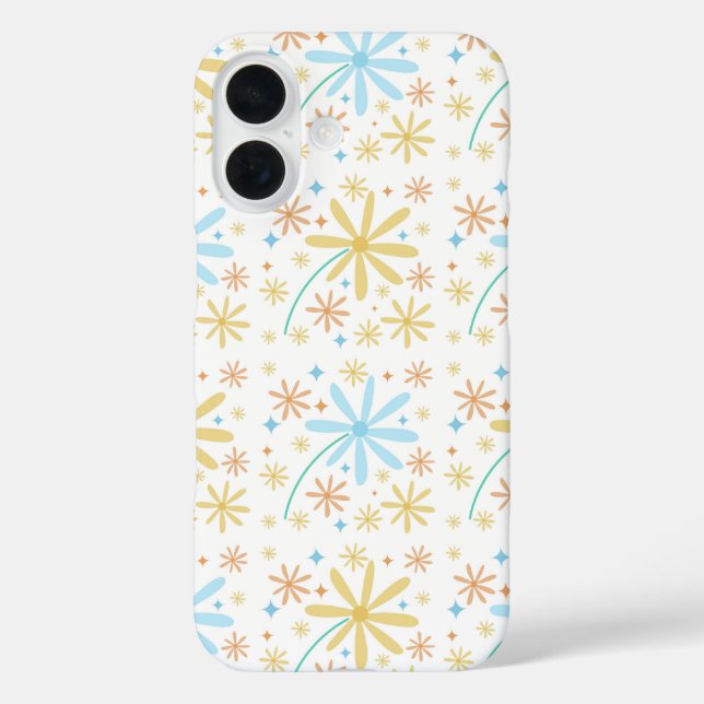 Funda iPhone 16 Diseño de patrones de flores de corte (Reverso )