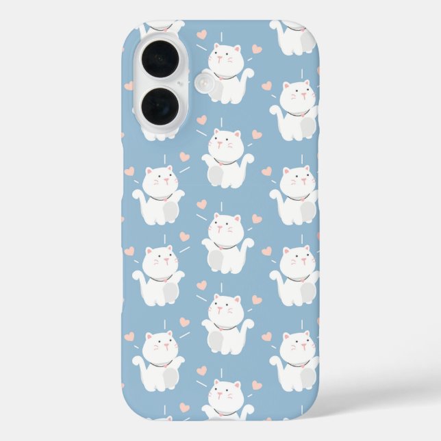 Funda iPhone 16 Diseño de patrones de gato curado (Reverso )
