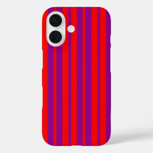 Funda iPhone 16 Diseño de patrones de rayas de estilo púrpura rojo