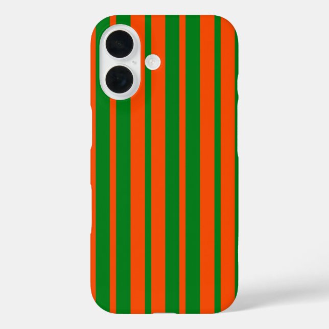 Funda iPhone 16 Diseño de patrones de rayas de estilo verde naranj (Reverso )