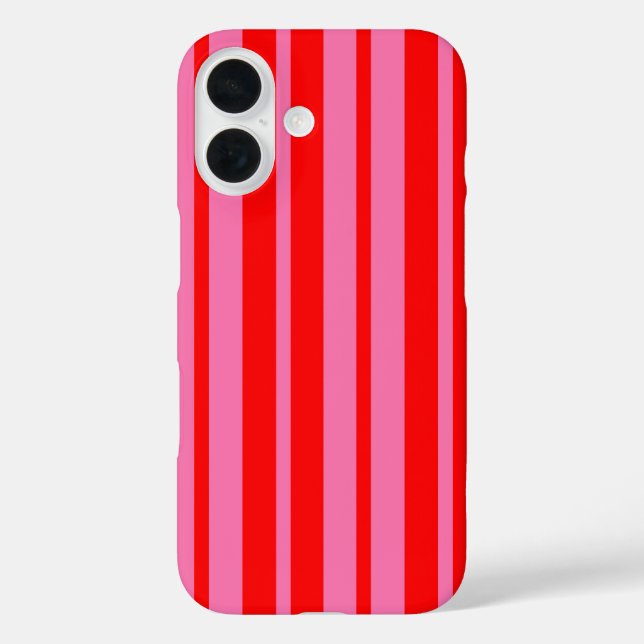 Funda iPhone 16 Diseño de patrones de rayas estilizadas rosadas (Reverso )