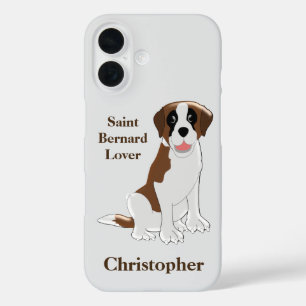 Funda iPhone 16 Diseño de perro de San Bernardo personalizado