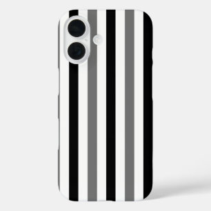 Funda iPhone 16 Diseño de rayas blancas y negras Ahs