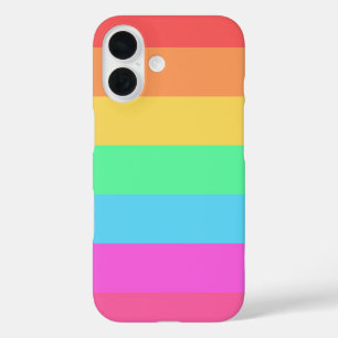 Funda iPhone 16 Diseño de rayas de colores de arcoíris pastel