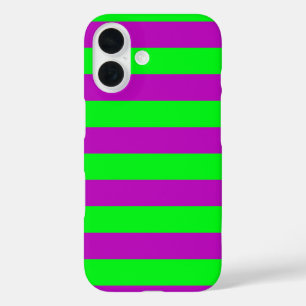 Funda iPhone 16 Diseño de rayas moradas y verdes