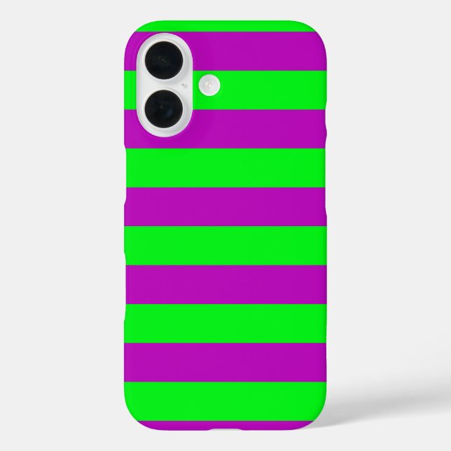 Funda iPhone 16 Diseño de rayas moradas y verdes (Reverso )