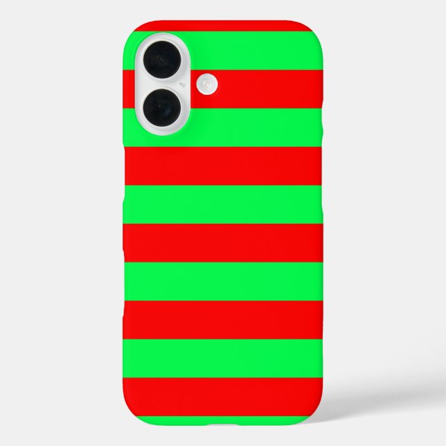 Funda iPhone 16 Diseño de rayas rojas y verdes (Reverso )