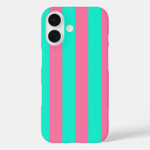 Funda iPhone 16 Diseño de rayas verdes de tinta rosa