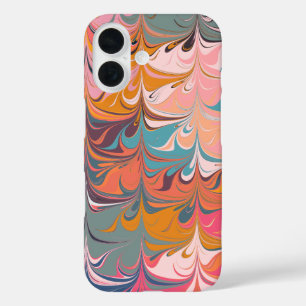 Funda iPhone 16 Diseño de remolino de mármol abstracto artístico c