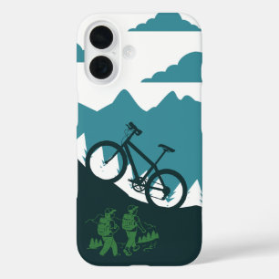 Funda iPhone 16 Diseño de silueta de ciclista de MTB al aire libre