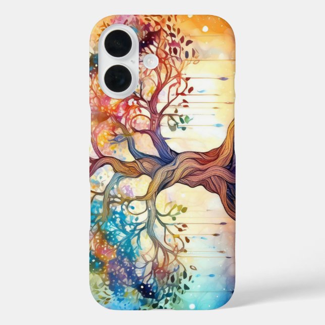 Funda iPhone 16 diseño del Árbol Espiritual de la Vida (Reverso )