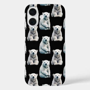 Funda iPhone 16 Diseño del patrón animal del oso polar