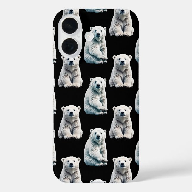 Funda iPhone 16 Diseño del patrón animal del oso polar (Reverso )