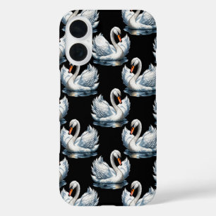 Funda iPhone 16 Diseño del patrón de aves de cisne