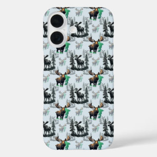 Funda iPhone 16 Diseño del patrón de ciervos Elk Moose Antlers