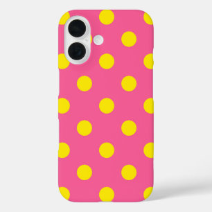 Funda iPhone 16 Diseño del patrón de puntos de polka amarillo sobr