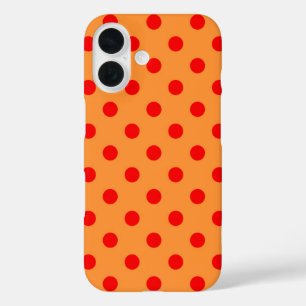 Funda iPhone 16 Diseño del patrón de puntos de polka rojo sobre Na