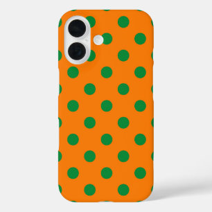 Funda iPhone 16 Diseño del patrón de puntos de polka verde sobre N