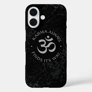 Funda iPhone 16 Diseño espiritual de Karma Om - Colección de menta