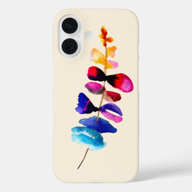 Funda iPhone 16 Diseño floral de acuarela lindo (Reverso )