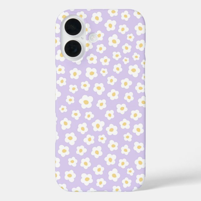 Funda iPhone 16 Diseño floral de flores blancas (Reverso )