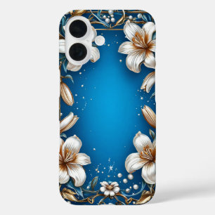 Funda iPhone 16 Diseño floral elegante con lirios blancos