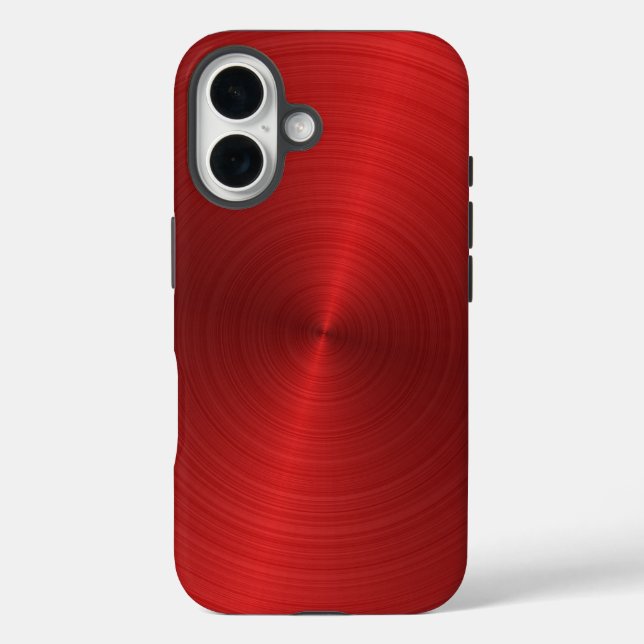 Funda iPhone 16 Diseño metálico rojo brillante (Reverso )