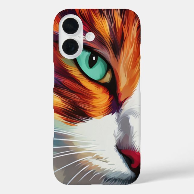 Funda iPhone 16 Diseño ocular del gato (Reverso )