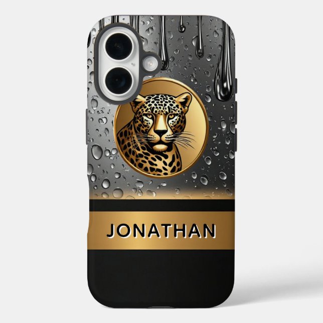 Funda iPhone 16 Diseño personalizado de fuerza de leopardo 🐆 (Reverso )
