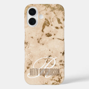 Funda iPhone 16 Diseño premium de efecto de mármol del Purpurina r