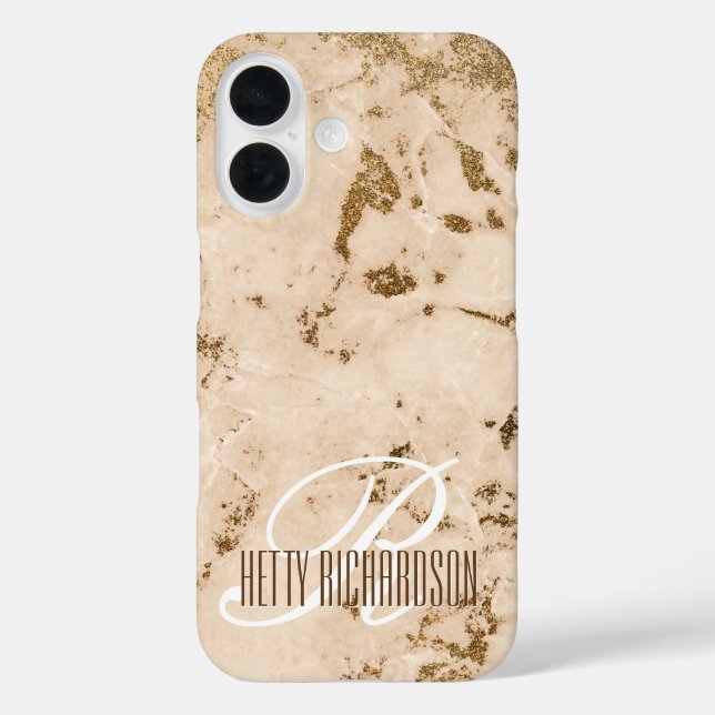 Funda iPhone 16 Diseño premium de efecto de mármol del Purpurina r (Reverso )