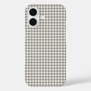 Funda iPhone 16 Diseño Retro Gray Gingham Plaid
