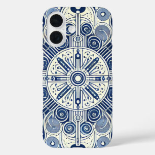 Funda iPhone 16 Diseño simétrico índigo y azul