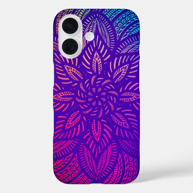 Funda iPhone 16 Diseño vibrante de Mandala (Reverso )