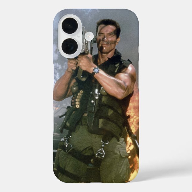 Funda iPhone 16 Disparo de cohetes de Arnold Schwarzeneger (Reverso )
