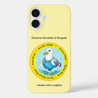 Funda iPhone 16 Diversión de verano con chapoteo y gaviotas disfra
