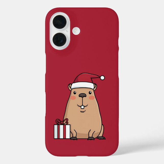 Funda iPhone 16 Diversión navideña de Santa Capybara (Reverso )