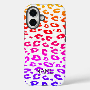Funda iPhone 16 Divertida impresión de leopardo salvaje de color a