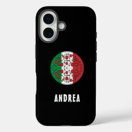 Funda iPhone 16 Divertido nombre personalizado Italia bandera ital