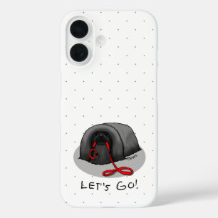Funda iPhone 16 ¡Divertido! ¡Vamos! para un paseo Pekinés (negro)