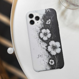 Funda iPhone 16 Doble nombre personalizado de monograma de flores